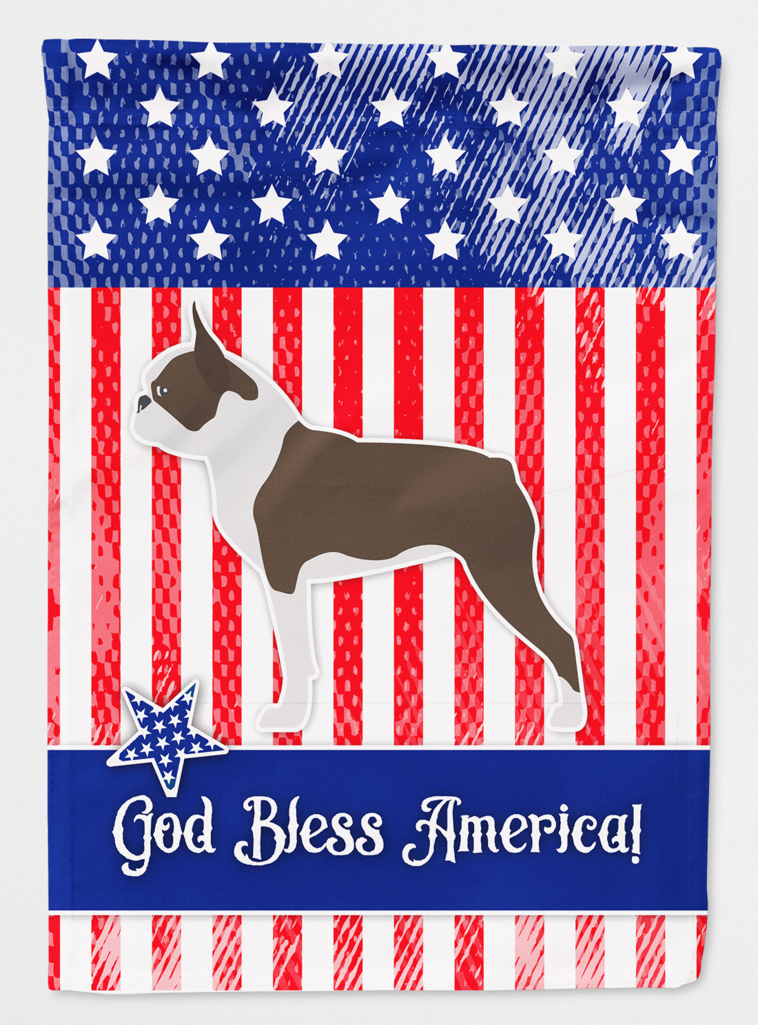 USA Patriotic Boston Terrier House Flag 28x40 Porch Sleeve Pole Decorative Outside Yard Banner Artwork Wall Hanging, Polyester