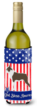 USA Patriotic Boston Terrier Wine Bottle Hugger Gift Sleeve for Standard 750 ml Bottles, Insulated Reusable Also Fits Mini Shot & Pint Bottles