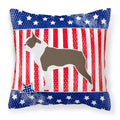USA Patriotic Boston Terrier Decorative Throw Pillow 18x18 Indoor Outdoor Accent Cushion, Fabric Cover with Insert for Sofa, Bed, Porch & Living Room