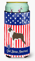 USA Patriotic Boston Terrier Tall Boy Hugger Can Cooler Sleeve Machine Washable Drink Collapsible Insulator Beverage Insulated Holder