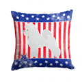 USA Patriotic Bichon Frise Decorative Throw Pillow 14x14 Indoor Outdoor Accent Cushion, Fabric Cover with Insert for Sofa, Bed, Porch & Living Room