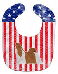 USA Patriotic Shih Tzu Baby Bib Easy-Clean Baby Bib Baby Feeding Accessory Baby Mealtime Essential, 10 x 13, Multicolor