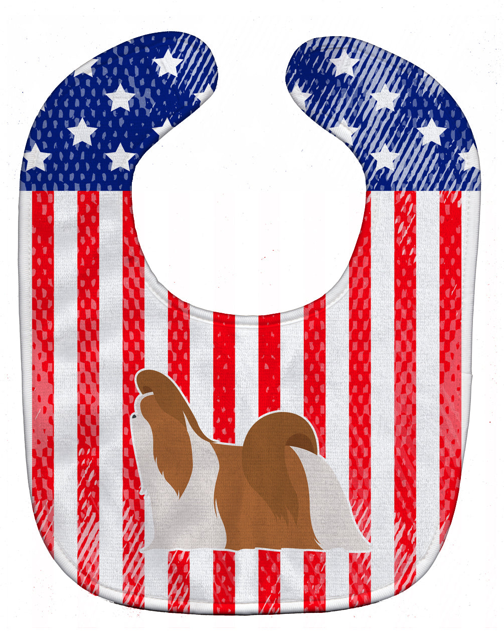 USA Patriotic Shih Tzu Baby Bib Easy-Clean Baby Bib Baby Feeding Accessory Baby Mealtime Essential, 10 x 13, Multicolor