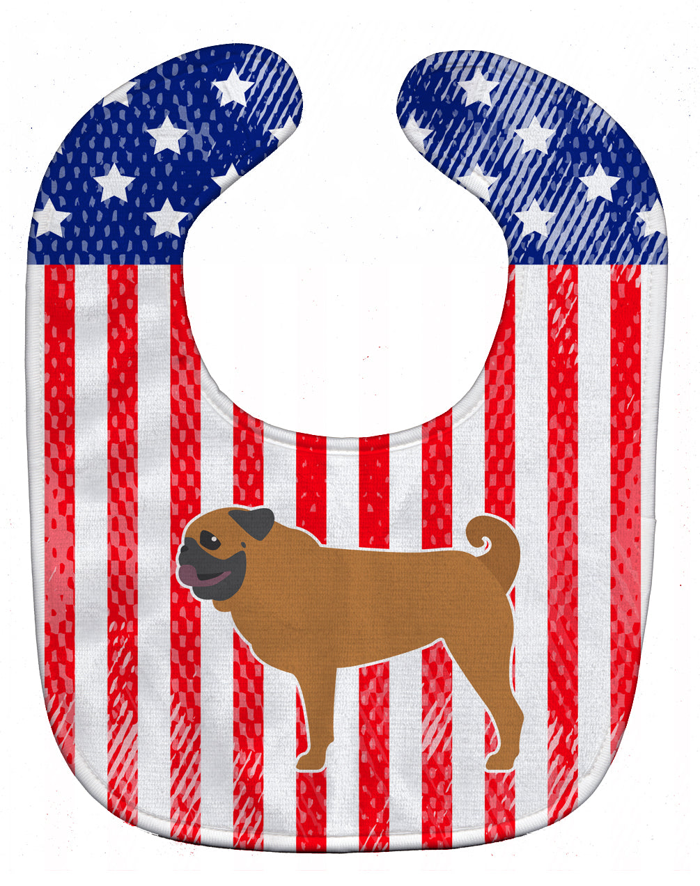USA Patriotic Pug Baby Bib Easy-Clean Baby Bib Baby Feeding Accessory Baby Mealtime Essential, 10 x 13, Multicolor