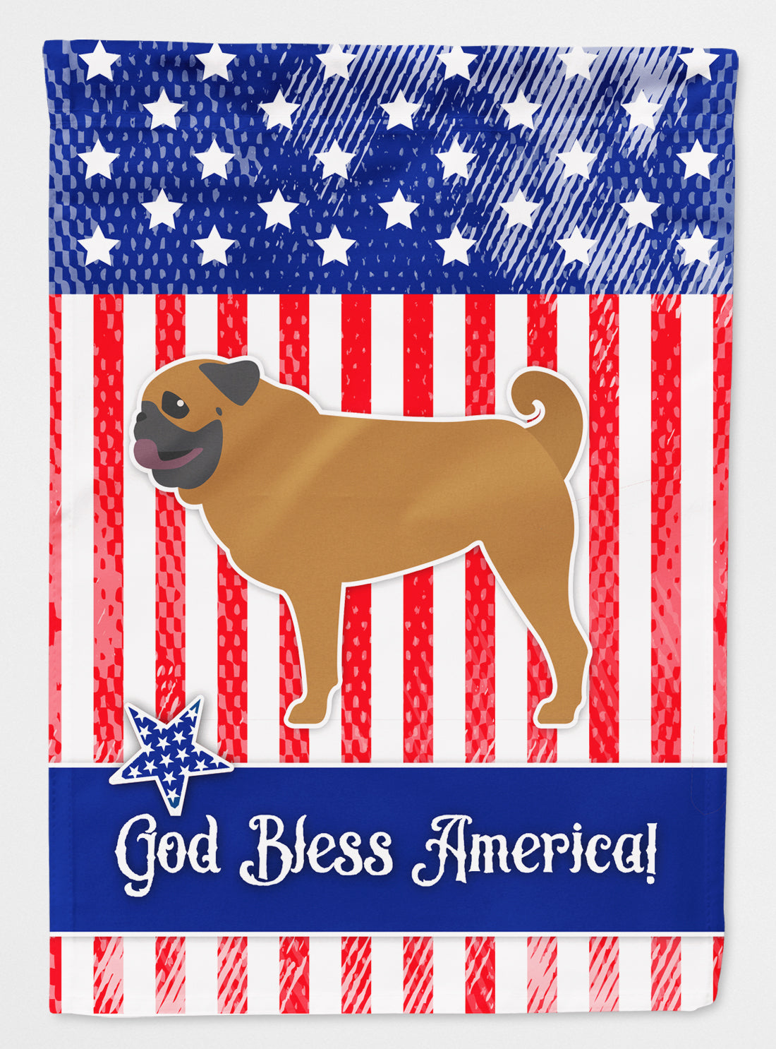 USA Patriotic Pug House Flag 28x40 Porch Sleeve Pole Decorative Outside Yard Banner Artwork Wall Hanging, Polyester
