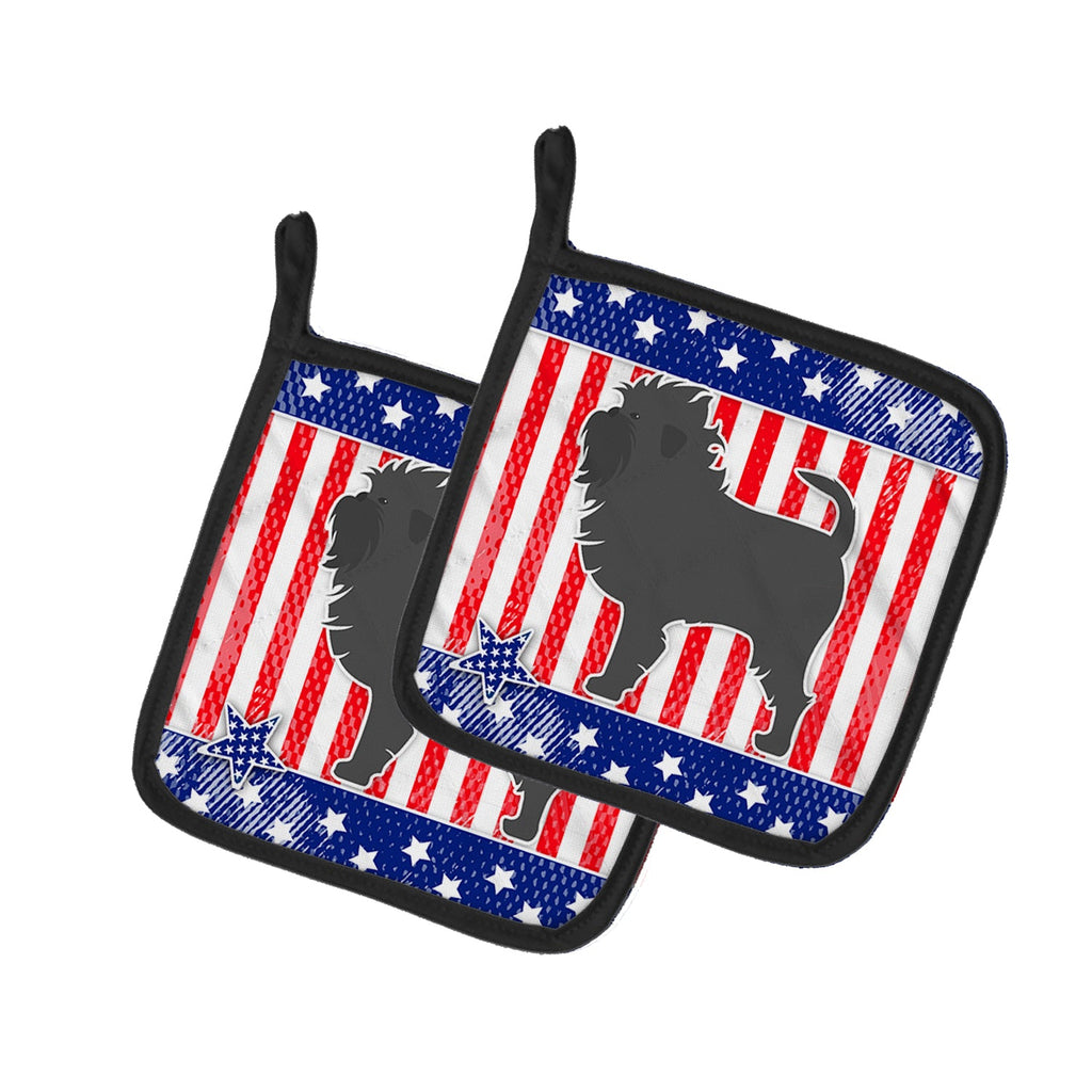 USA Patriotic Affenpinscher Pot Holder Set of 2 Heat Resistant Quilted Hot Pads 7.5 x 7.5 Inch, Insulated Kitchen Trivets for Cooking & Baking