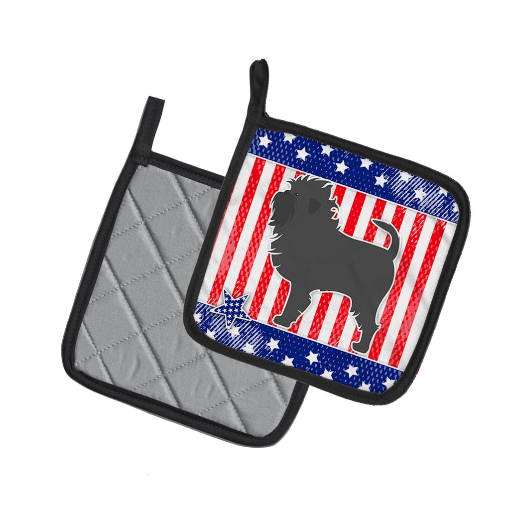 USA Patriotic Affenpinscher Pot Holder Set of 2 Heat Resistant Quilted Hot Pads 7.5 x 7.5 Inch, Insulated Kitchen Trivets for Cooking & Baking