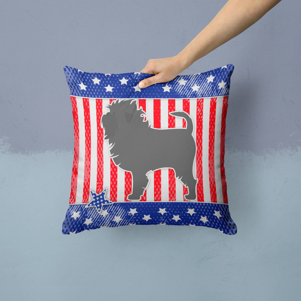 USA Patriotic Affenpinscher Decorative Throw Pillow 14x14 Indoor Outdoor Accent Cushion, Fabric Cover with Insert for Sofa, Bed, Porch & Living Room