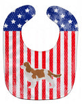 USA Patriotic Cavalier King Charles Spaniel Baby Bib Easy-Clean Baby Bib Baby Feeding Accessory Baby Mealtime Essential, 10 x 13, Multicolor