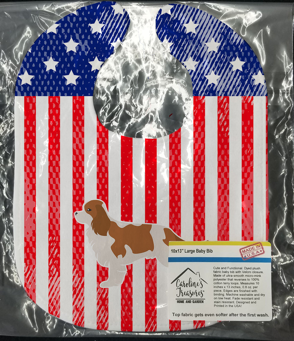 USA Patriotic Cavalier King Charles Spaniel Baby Bib Easy-Clean Baby Bib Baby Feeding Accessory Baby Mealtime Essential, 10 x 13, Multicolor