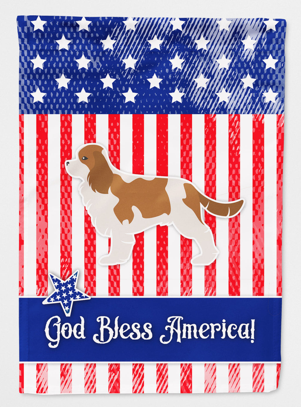 USA Patriotic Cavalier King Charles Spaniel House Flag 28x40 Porch Sleeve Pole Decorative Outside Yard Banner Artwork Wall Hanging, Polyester