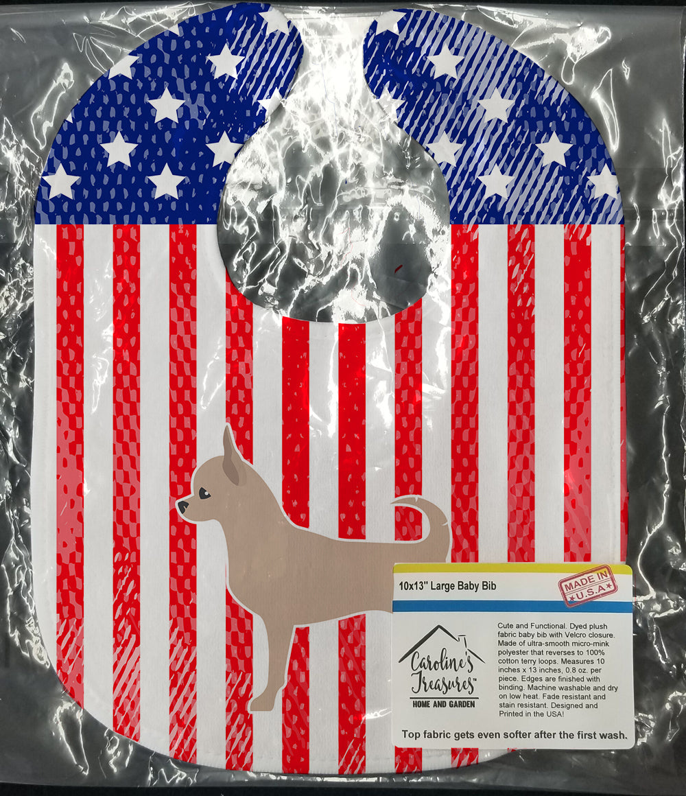 USA Patriotic Chihuahua Baby Bib Easy-Clean Baby Bib Baby Feeding Accessory Baby Mealtime Essential, 10 x 13, Multicolor