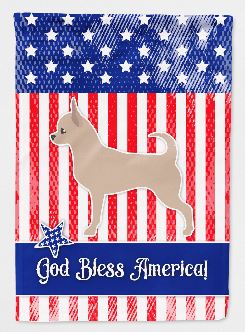 USA Patriotic Chihuahua House Flag 28x40 Porch Sleeve Pole Decorative Outside Yard Banner Artwork Wall Hanging, Polyester