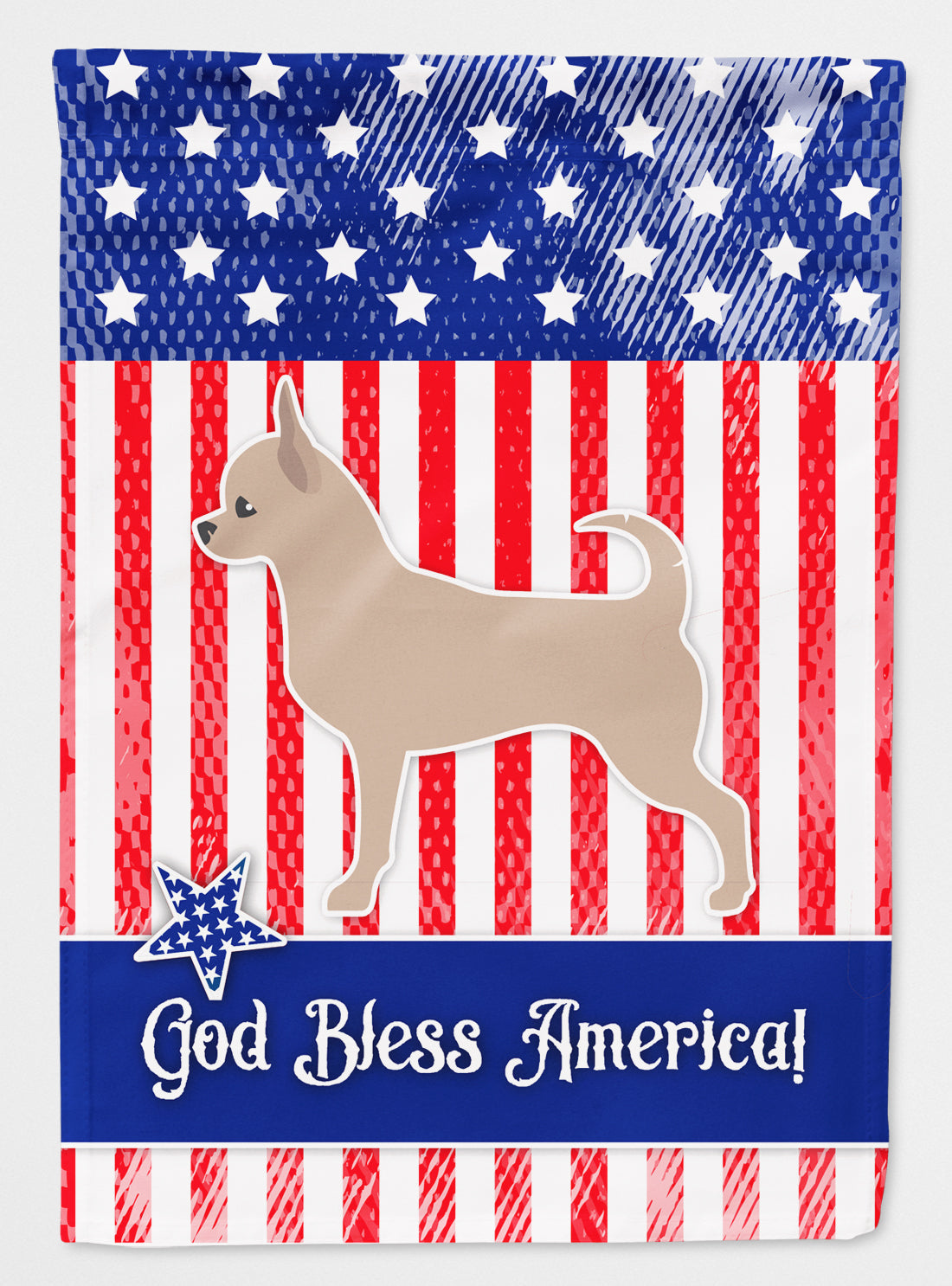 USA Patriotic Chihuahua House Flag 28x40 Porch Sleeve Pole Decorative Outside Yard Banner Artwork Wall Hanging, Polyester