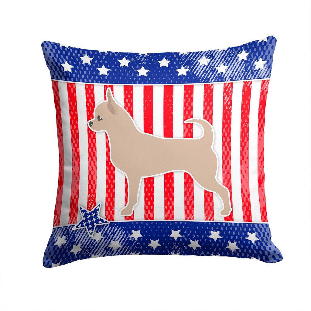USA Patriotic Chihuahua Decorative Throw Pillow 14x14 Indoor Outdoor Accent Cushion, Fabric Cover with Insert for Sofa, Bed, Porch & Living Room