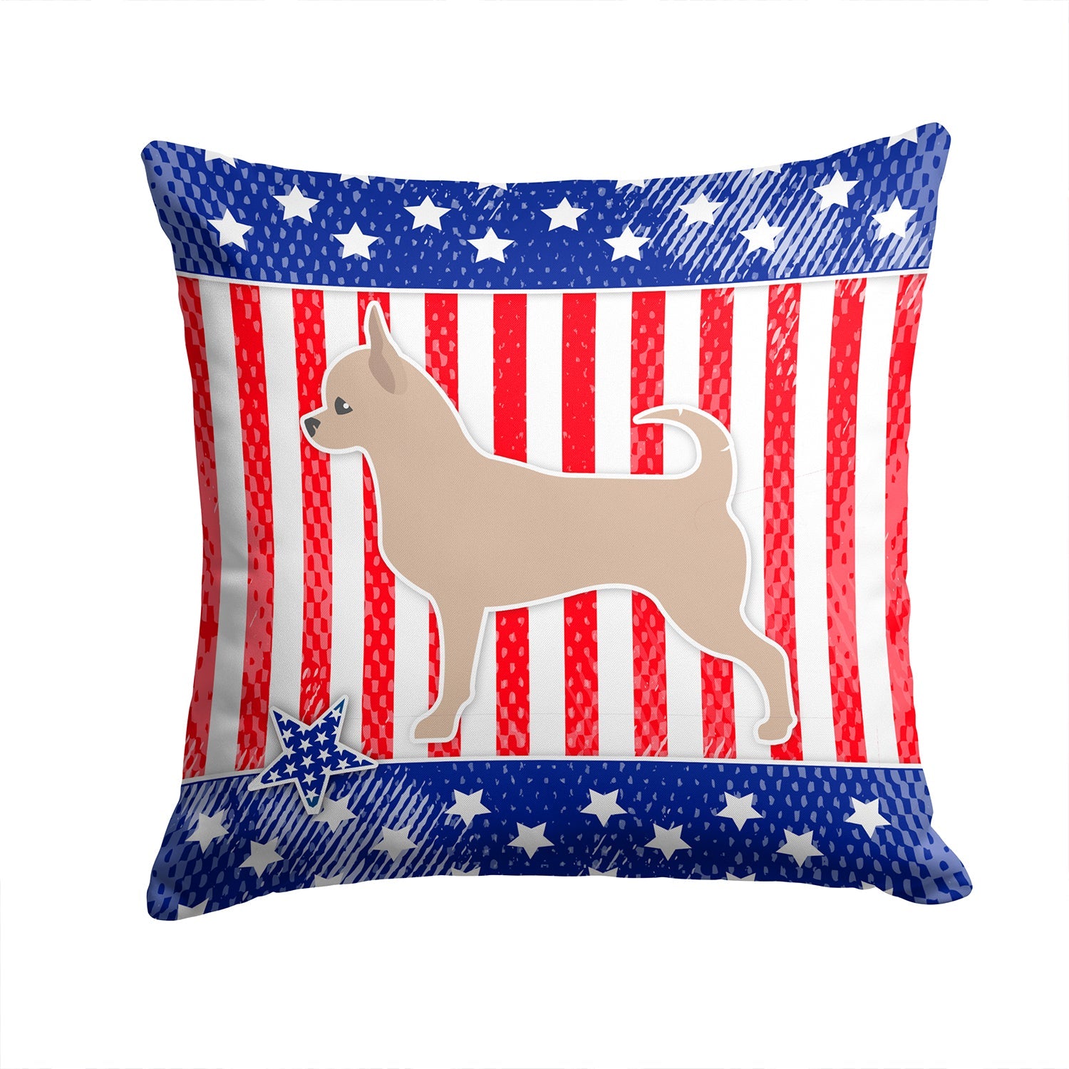 USA Patriotic Chihuahua Decorative Throw Pillow 14x14 Indoor Outdoor Accent Cushion, Fabric Cover with Insert for Sofa, Bed, Porch & Living Room