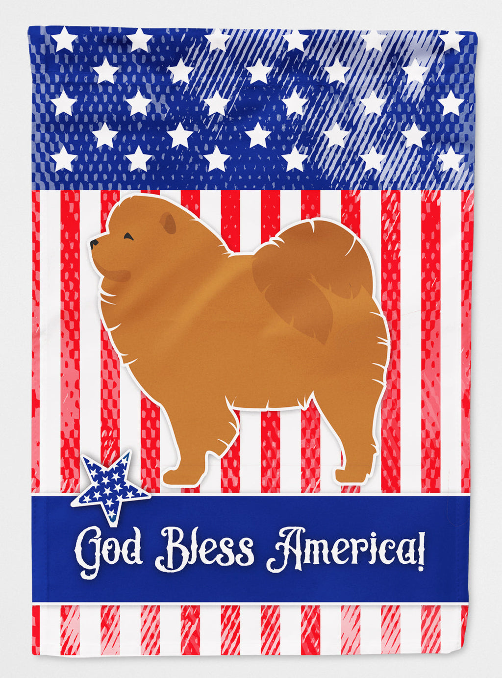 USA Patriotic Chow Chow House Flag 28x40 Porch Sleeve Pole Decorative Outside Yard Banner Artwork Wall Hanging, Polyester