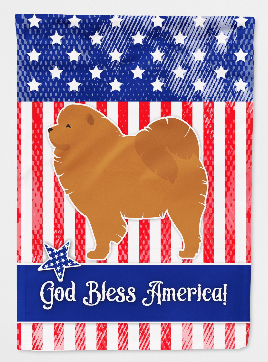 USA Patriotic Chow Chow House Flag 28x40 Porch Sleeve Pole Decorative Outside Yard Banner Artwork Wall Hanging, Polyester