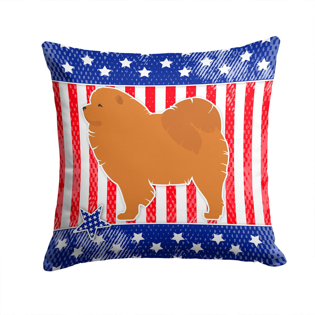 USA Patriotic Chow Chow Decorative Throw Pillow 14x14 Indoor Outdoor Accent Cushion, Fabric Cover with Insert for Sofa, Bed, Porch & Living Room