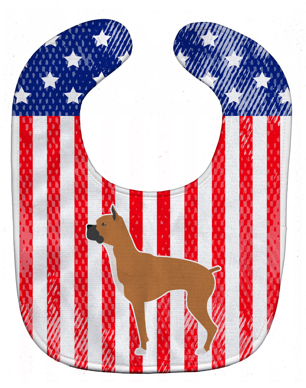 USA Patriotic Boxer Baby Bib Easy-Clean Baby Bib Baby Feeding Accessory Baby Mealtime Essential, 10 x 13, Multicolor