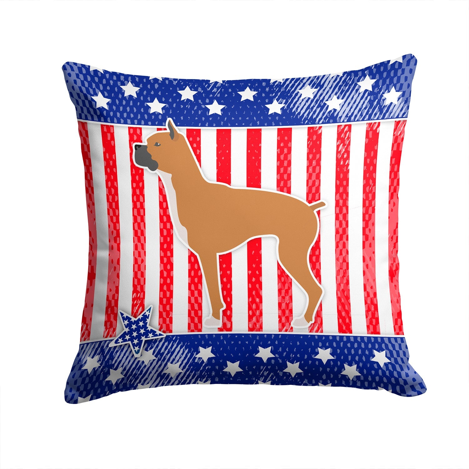 USA Patriotic Boxer Decorative Throw Pillow 14x14 Indoor Outdoor Accent Cushion, Fabric Cover with Insert for Sofa, Bed, Porch & Living Room