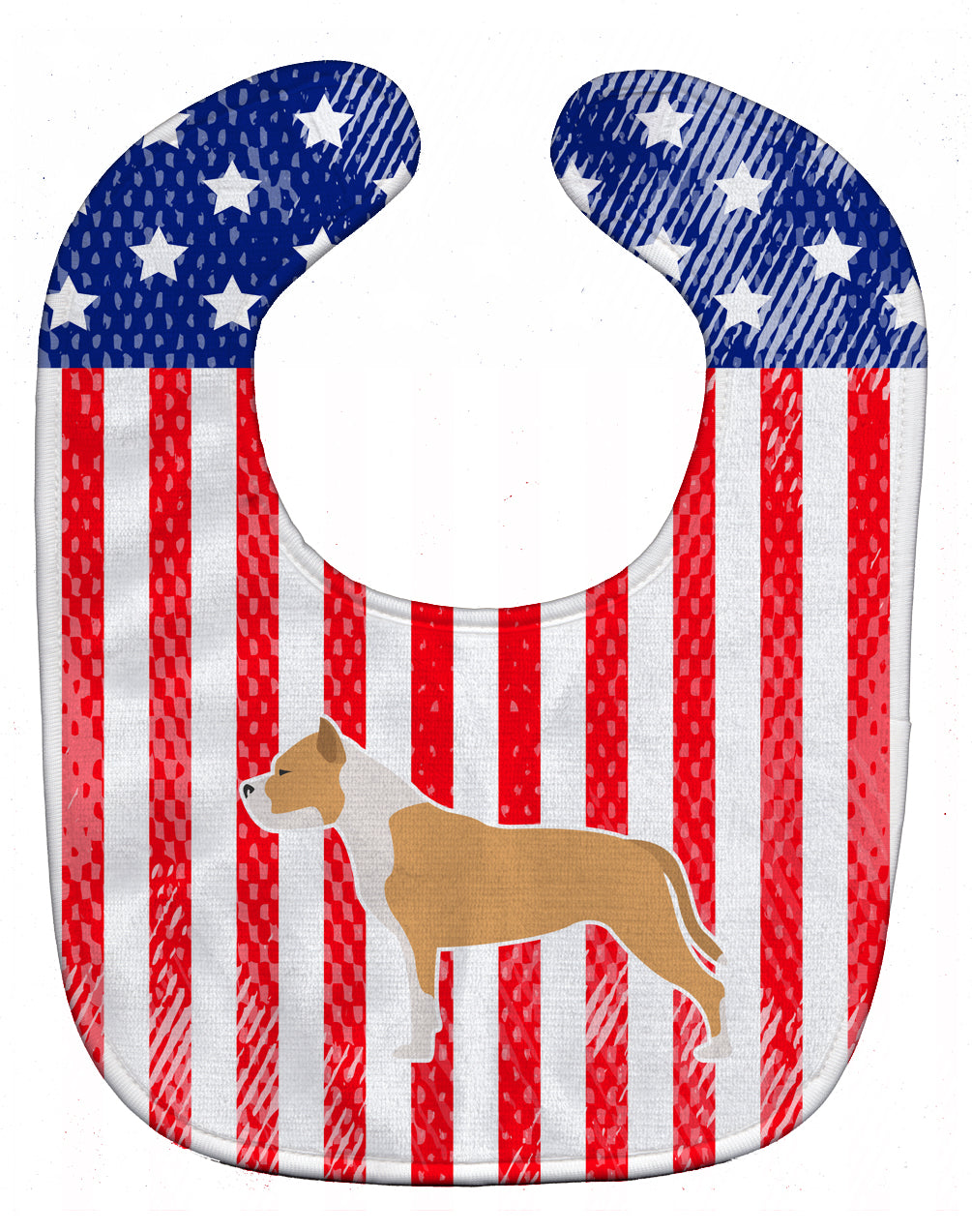 USA Patriotic Staffordshire Bull Terrier Baby Bib Easy-Clean Baby Bib Baby Feeding Accessory Baby Mealtime Essential, 10 x 13, Multicolor