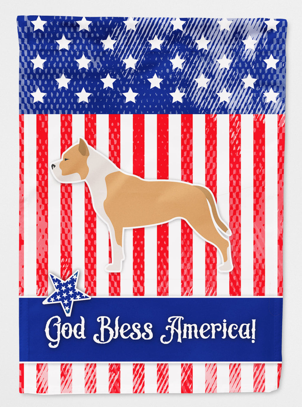 USA Patriotic Staffordshire Bull Terrier House Flag 28x40 Porch Sleeve Pole Decorative Outside Yard Banner Artwork Wall Hanging, Polyester