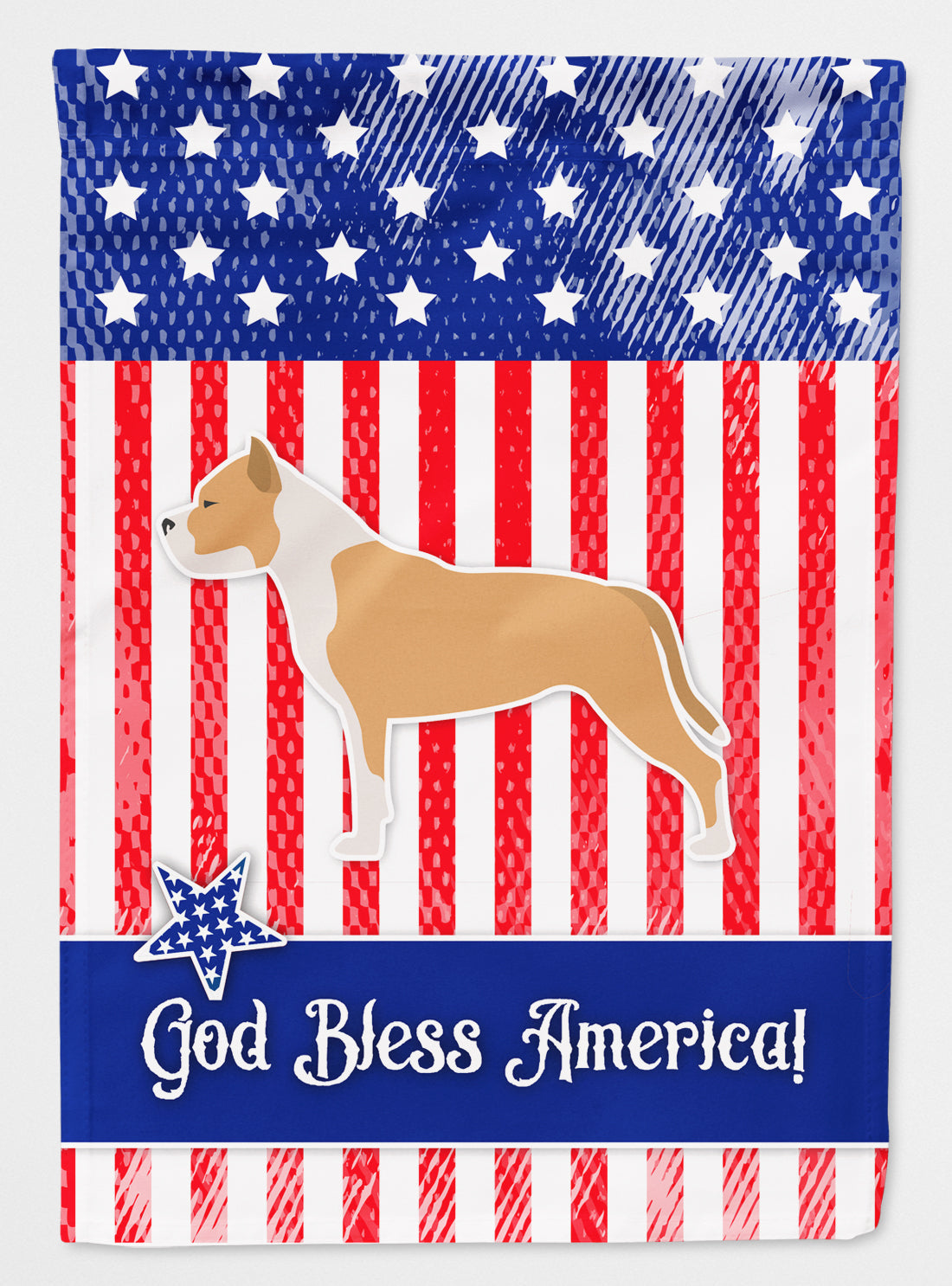 USA Patriotic Staffordshire Bull Terrier House Flag 28x40 Porch Sleeve Pole Decorative Outside Yard Banner Artwork Wall Hanging, Polyester