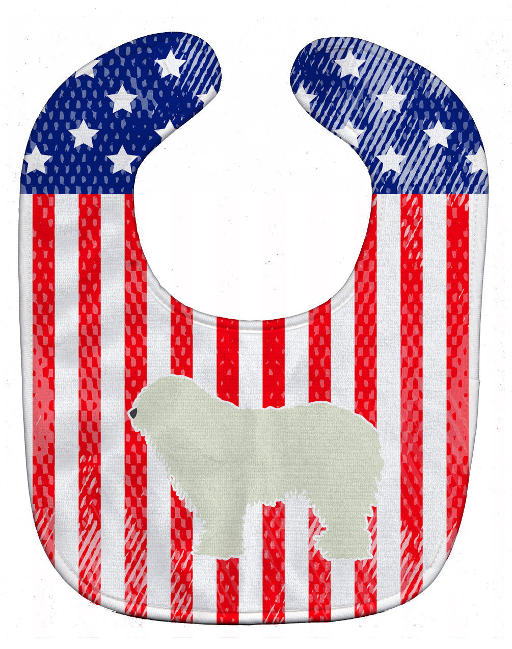 USA Patriotic Komondor Baby Bib Easy-Clean Baby Bib Baby Feeding Accessory Baby Mealtime Essential, 10 x 13, Multicolor