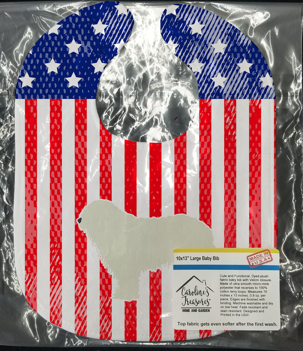 USA Patriotic Komondor Baby Bib Easy-Clean Baby Bib Baby Feeding Accessory Baby Mealtime Essential, 10 x 13, Multicolor