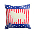 USA Patriotic Komondor Decorative Throw Pillow 14x14 Indoor Outdoor Accent Cushion, Fabric Cover with Insert for Sofa, Bed, Porch & Living Room