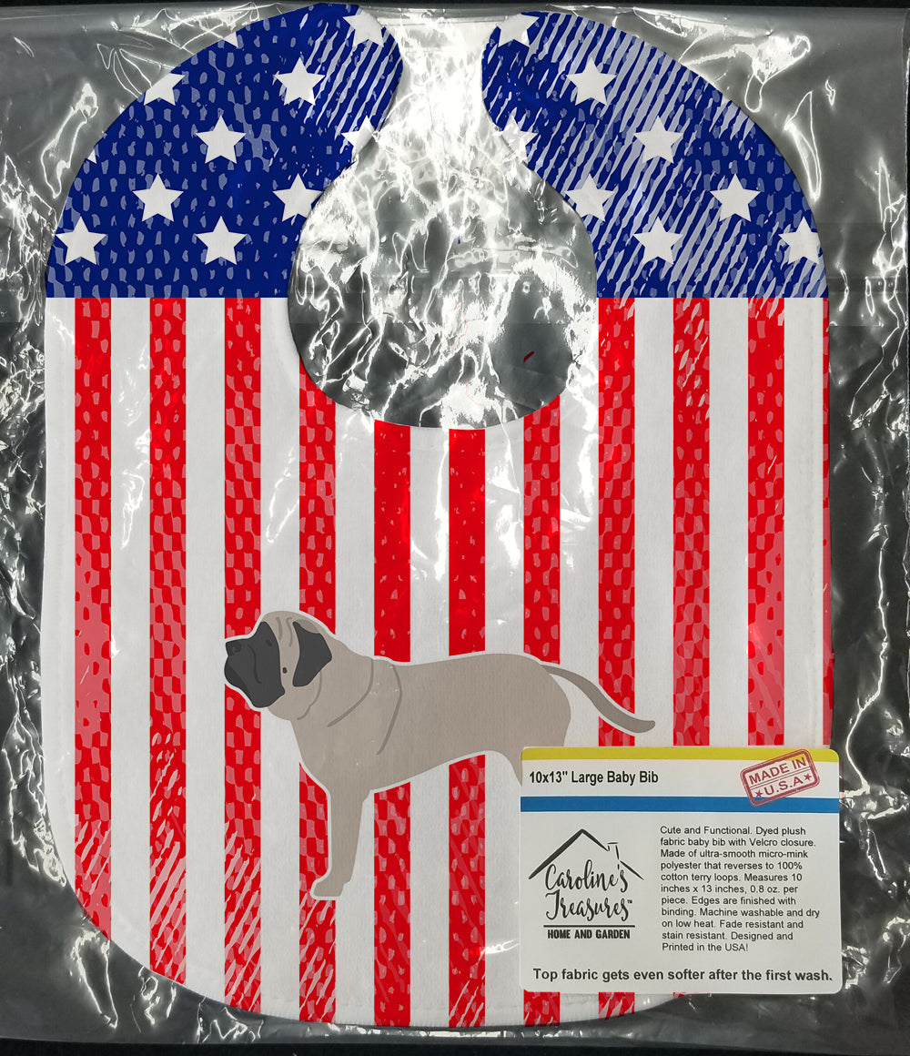 USA Patriotic English Mastiff Baby Bib Easy-Clean Baby Bib Baby Feeding Accessory Baby Mealtime Essential, 10 x 13, Multicolor