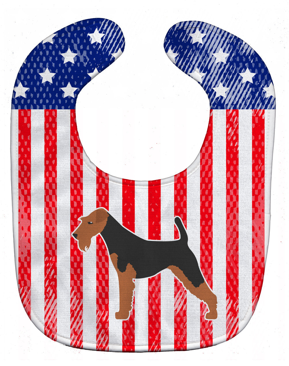 USA Patriotic Airedale Terrier Baby Bib Easy-Clean Baby Bib Baby Feeding Accessory Baby Mealtime Essential, 10 x 13, Multicolor