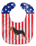 USA Patriotic Airedale Terrier Baby Bib Easy-Clean Baby Bib Baby Feeding Accessory Baby Mealtime Essential, 10 x 13, Multicolor