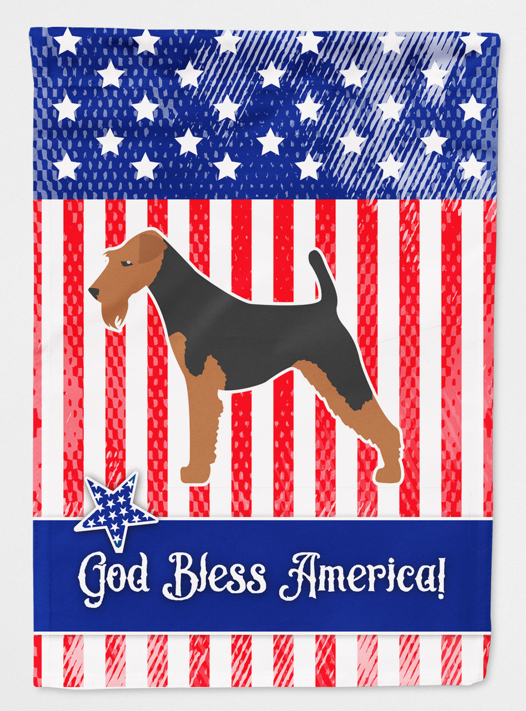 USA Patriotic Airedale Terrier House Flag 28x40 Porch Sleeve Pole Decorative Outside Yard Banner Artwork Wall Hanging, Polyester
