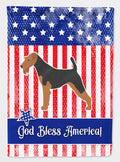 USA Patriotic Airedale Terrier House Flag 28x40 Porch Sleeve Pole Decorative Outside Yard Banner Artwork Wall Hanging, Polyester