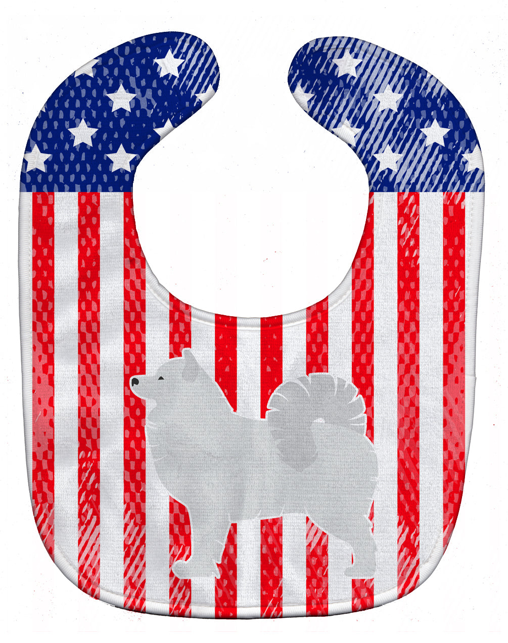 USA Patriotic Samoyed Baby Bib Easy-Clean Baby Bib Baby Feeding Accessory Baby Mealtime Essential, 10 x 13, Multicolor