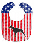 USA Patriotic Doberman Pinscher Baby Bib Easy-Clean Baby Bib Baby Feeding Accessory Baby Mealtime Essential, 10 x 13, Multicolor