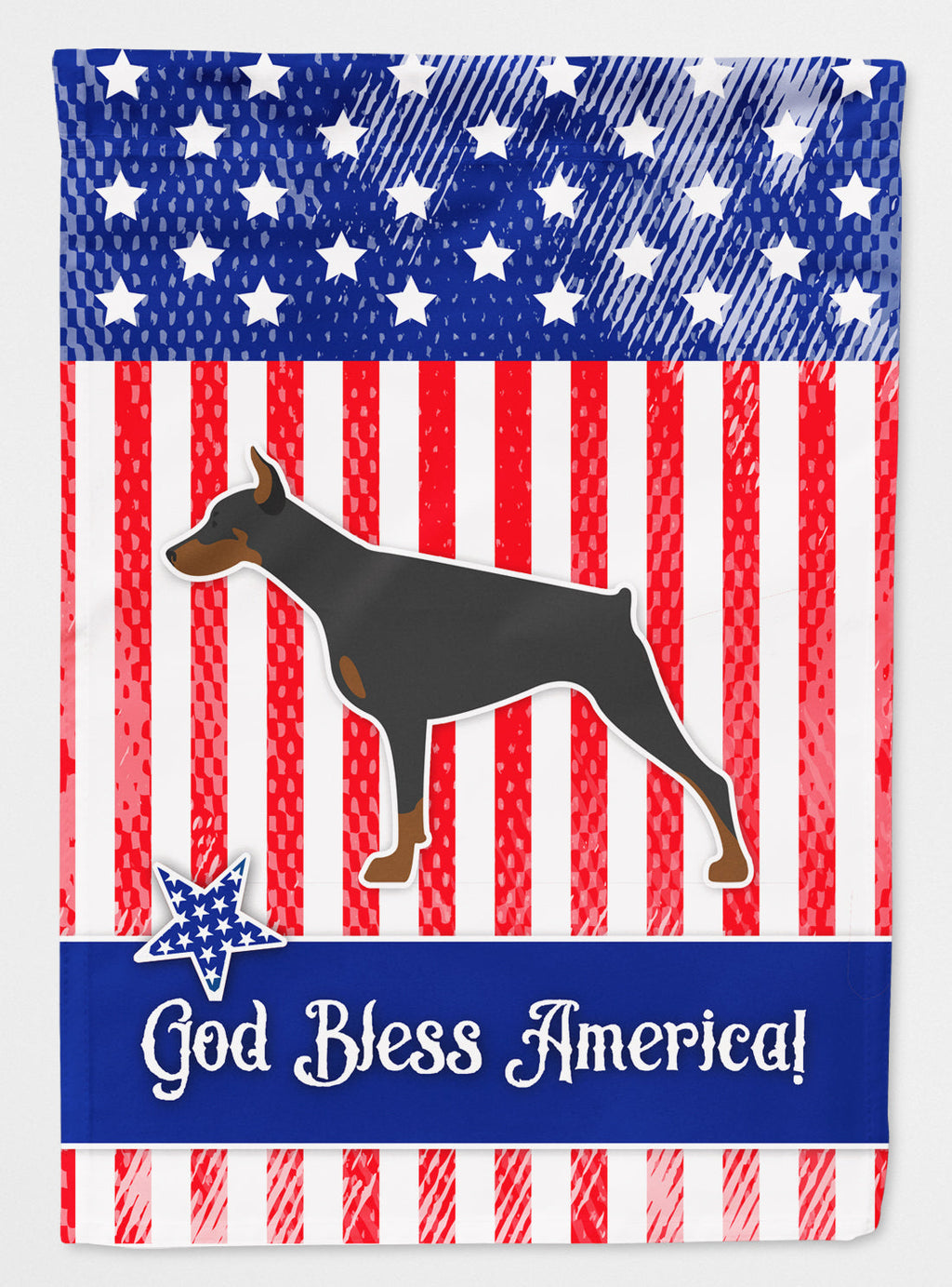 USA Patriotic Doberman Pinscher House Flag 28x40 Porch Sleeve Pole Decorative Outside Yard Banner Artwork Wall Hanging, Polyester