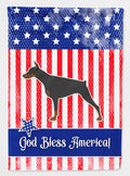 USA Patriotic Doberman Pinscher House Flag 28x40 Porch Sleeve Pole Decorative Outside Yard Banner Artwork Wall Hanging, Polyester