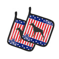 USA Patriotic Doberman Pinscher Pot Holder Set of 2 Heat Resistant Quilted Hot Pads 7.5 x 7.5 Inch, Insulated Kitchen Trivets for Cooking & Baking
