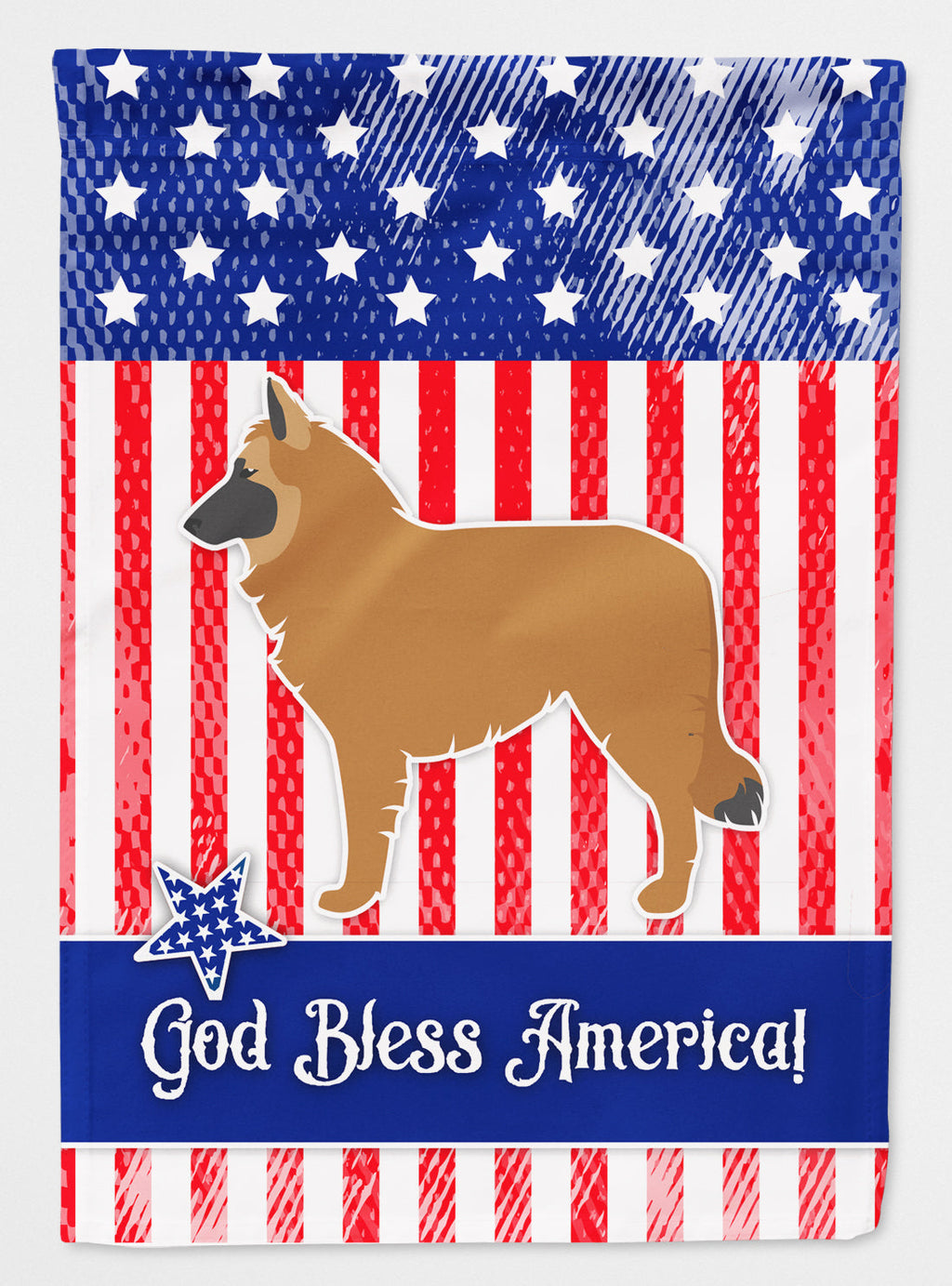 USA Patriotic Belgian Shepherd House Flag 28x40 Porch Sleeve Pole Decorative Outside Yard Banner Artwork Wall Hanging, Polyester