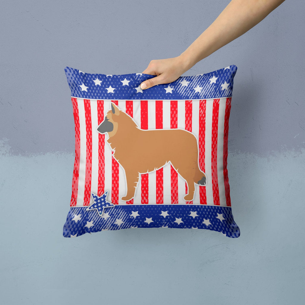 USA Patriotic Belgian Shepherd Decorative Throw Pillow 14x14 Indoor Outdoor Accent Cushion, Fabric Cover with Insert for Sofa, Bed, Porch & Living Room