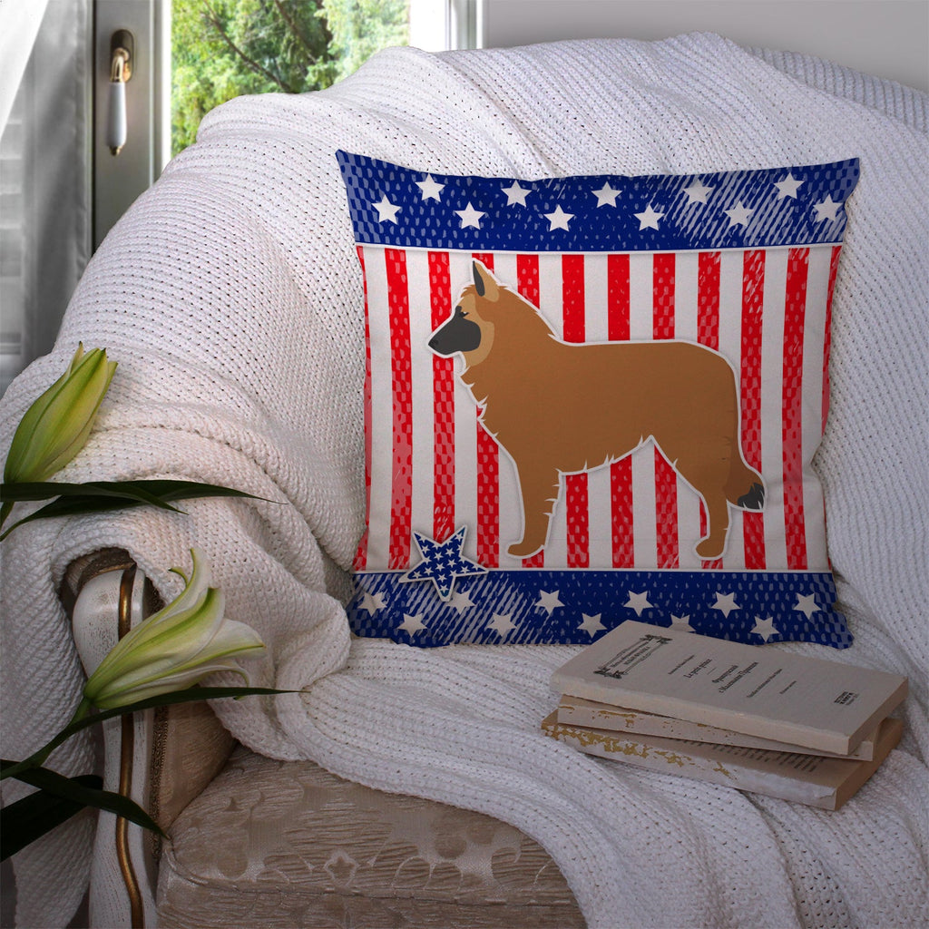 USA Patriotic Belgian Shepherd Decorative Throw Pillow 14x14 Indoor Outdoor Accent Cushion, Fabric Cover with Insert for Sofa, Bed, Porch & Living Room