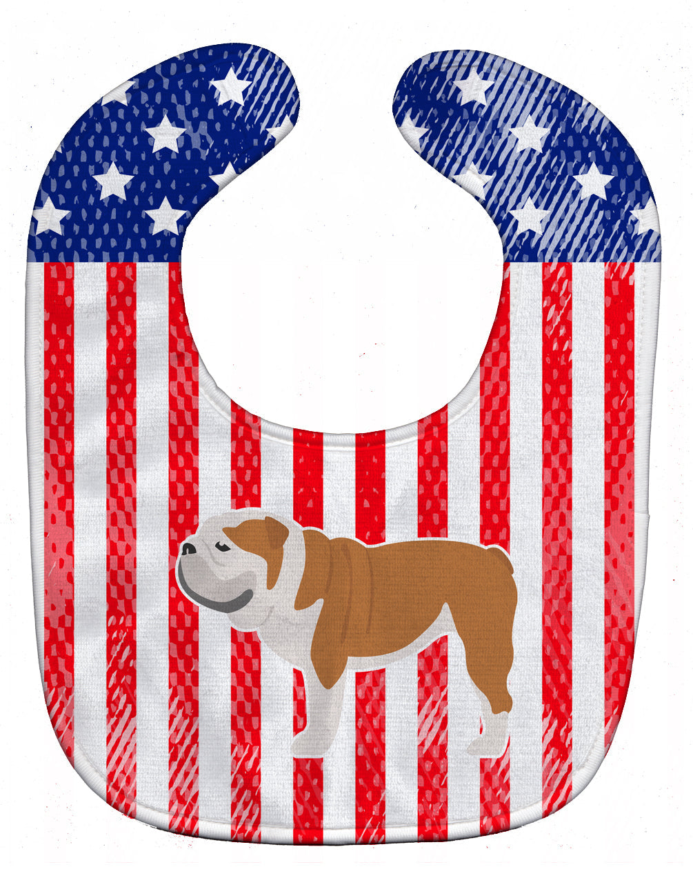 USA Patriotic English Bulldog Baby Bib Easy-Clean Baby Bib Baby Feeding Accessory Baby Mealtime Essential, 10 x 13, Multicolor