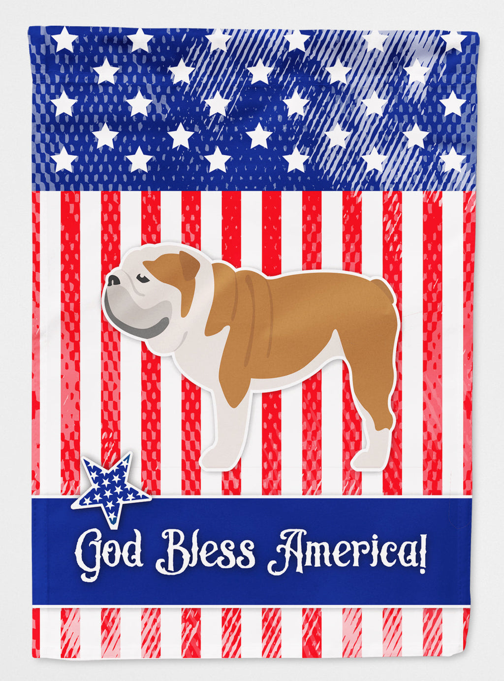 USA Patriotic English Bulldog House Flag 28x40 Porch Sleeve Pole Decorative Outside Yard Banner Artwork Wall Hanging, Polyester