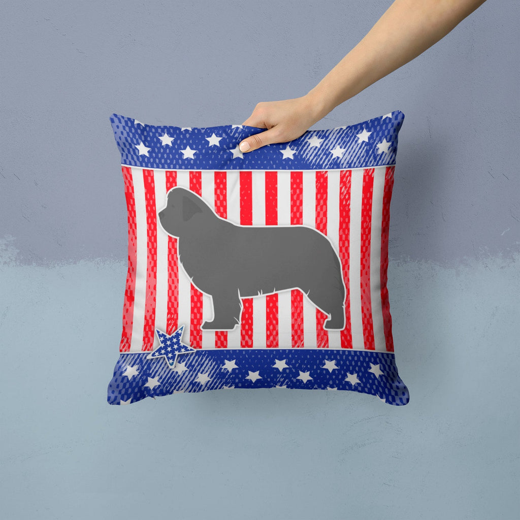USA Patriotic Newfoundland Decorative Throw Pillow 14x14 Indoor Outdoor Accent Cushion, Fabric Cover with Insert for Sofa, Bed, Porch & Living Room