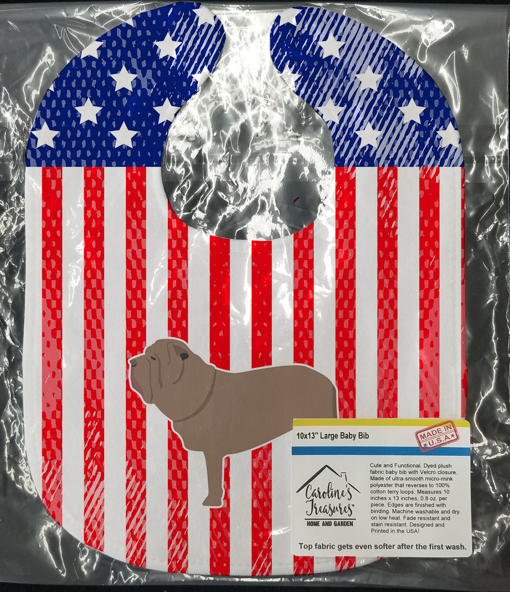 USA Patriotic Neapolitan Mastiff Baby Bib Easy-Clean Baby Bib Baby Feeding Accessory Baby Mealtime Essential, 10 x 13, Multicolor