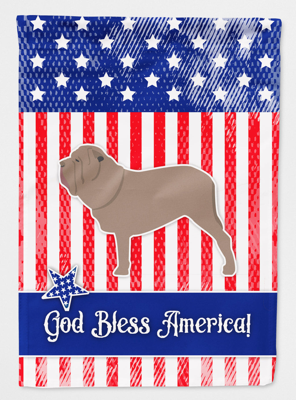 USA Patriotic Neapolitan Mastiff House Flag 28x40 Porch Sleeve Pole Decorative Outside Yard Banner Artwork Wall Hanging, Polyester