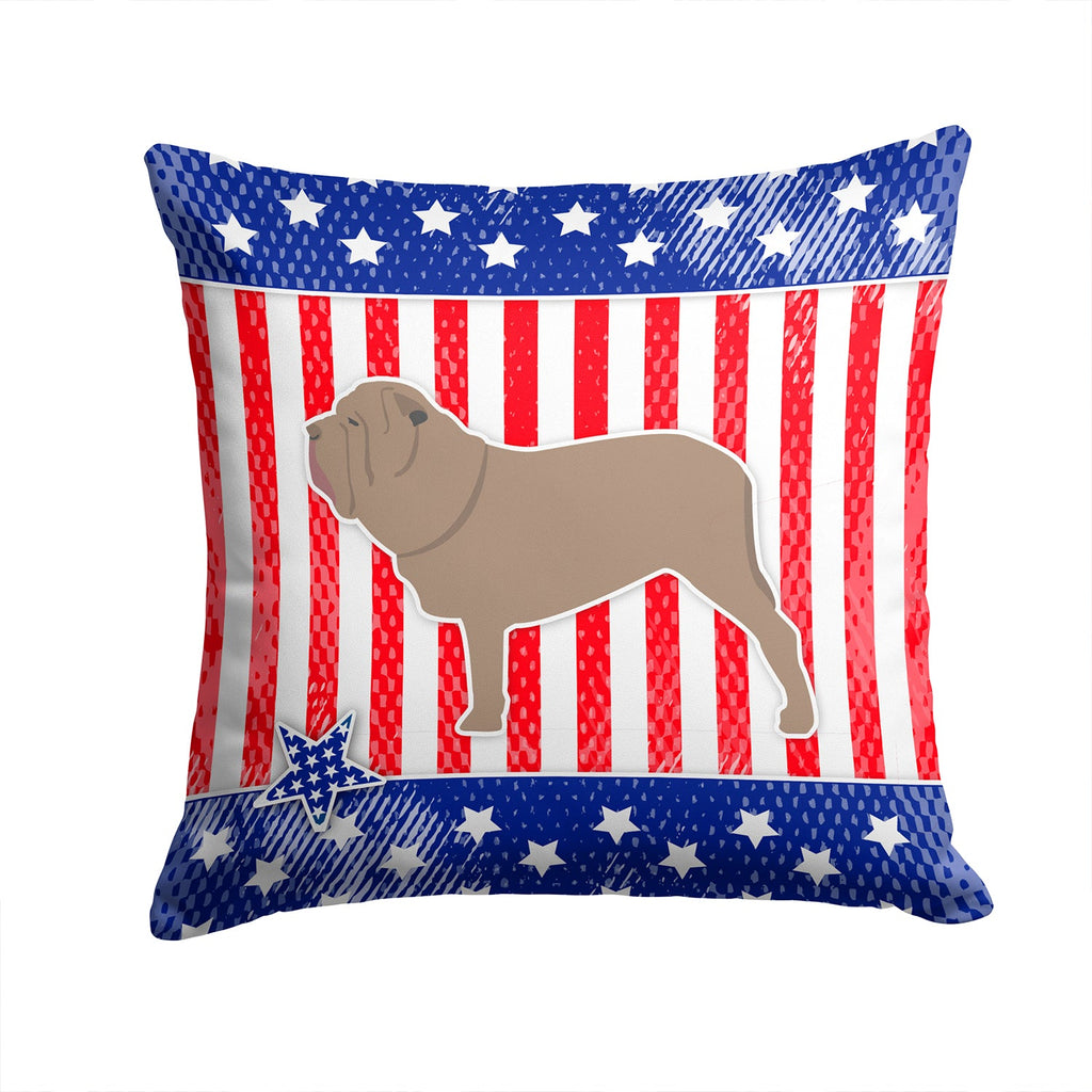 USA Patriotic Neapolitan Mastiff Decorative Throw Pillow 14x14 Indoor Outdoor Accent Cushion, Fabric Cover with Insert for Sofa, Bed, Porch & Living Room